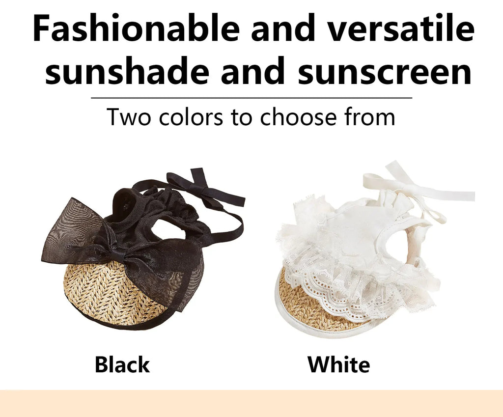 Summer Pet Sun Hat – Adjustable Lace Bow Cap for Dogs & Cats