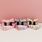 Corduroy Cat Collar Bowknot Adjustable Safety Personalized pet collar Customized Name Soft