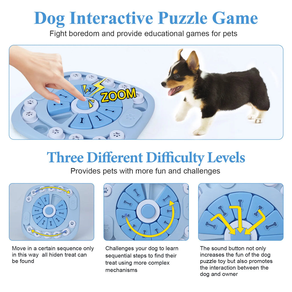 Interactive Dog Puzzle Toy – Treat Dispensing Slow Feeder for Training & Mental Stimulation