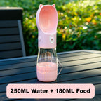 Portable Dog Water Bottle with Food Cup – Outdoor Travel Feeder for Pets