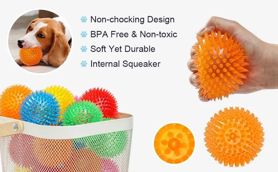 Squeaky Spiky Dog Ball – Durable Chew Toy for Teething Puppies & Aggressive Chewers
