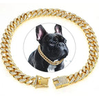 Diamond Cuban Chain Pet Collar – Luxury Gold, Silver & Rose Gold Necklace for Dogs & Cats