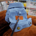 Denim Dog Jacket – Spring Outfit with D-Ring for Small & Medium Dogs