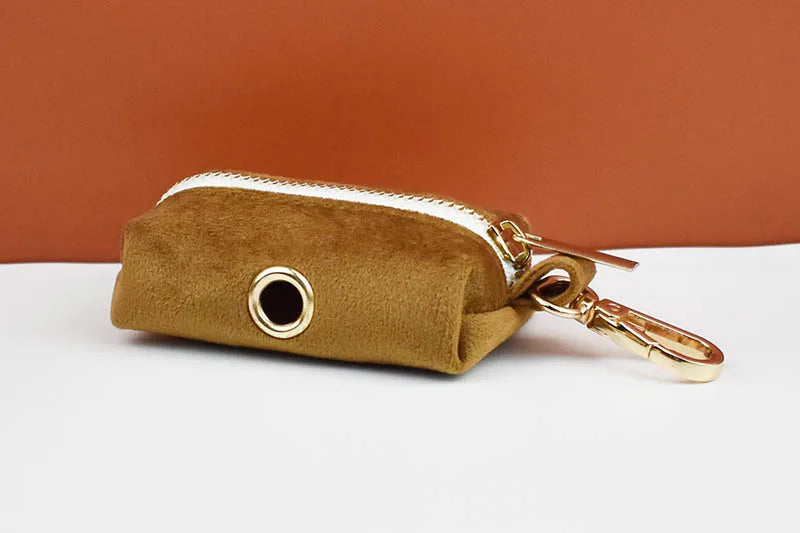 Light Coffee Color Velvet Personalized Dog Collar, Leash & Harness Set