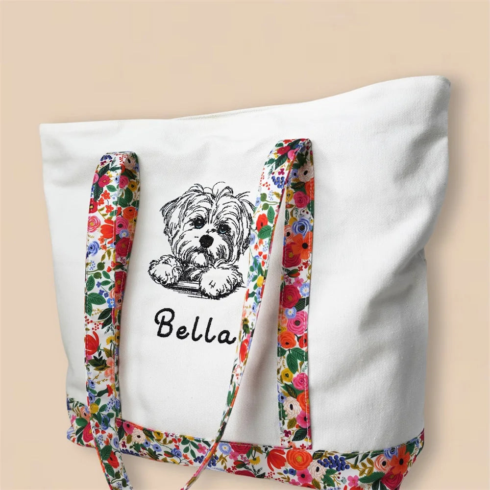 Embroidered Canvas Tote Bag