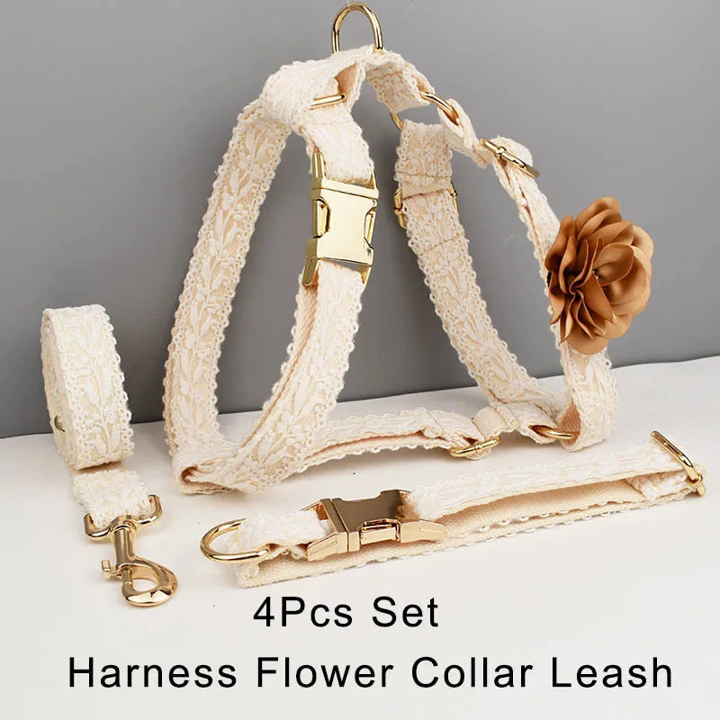 Lace Personalized Dog Collar, Leash & Harness Set