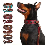 Real Leather Dog Collar & Leash Set – Durable Padded Luxury Design for Medium & Large Dogs