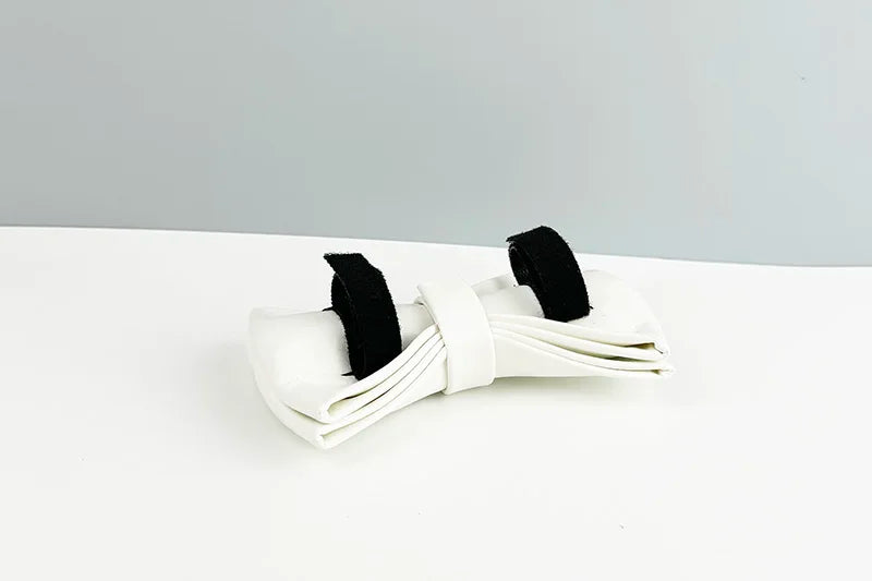 White Leather Personalized Dog Collar, Leash & Harness Set