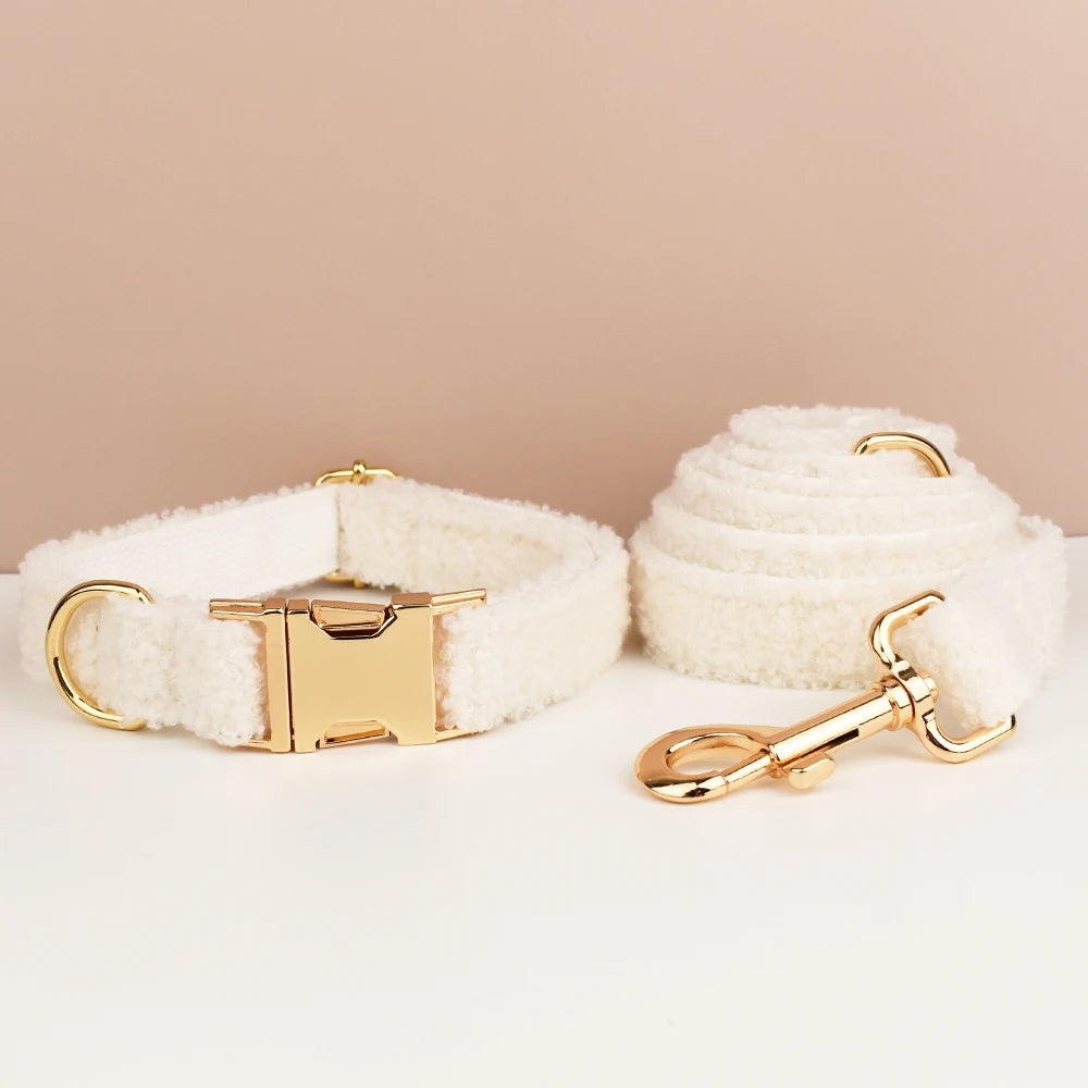 Wedding Handmade Knitted Personalized Dog Collar, Leash & Harness Set