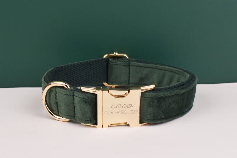 Velvet Personalized Dog Collar, Leash & Harness Set