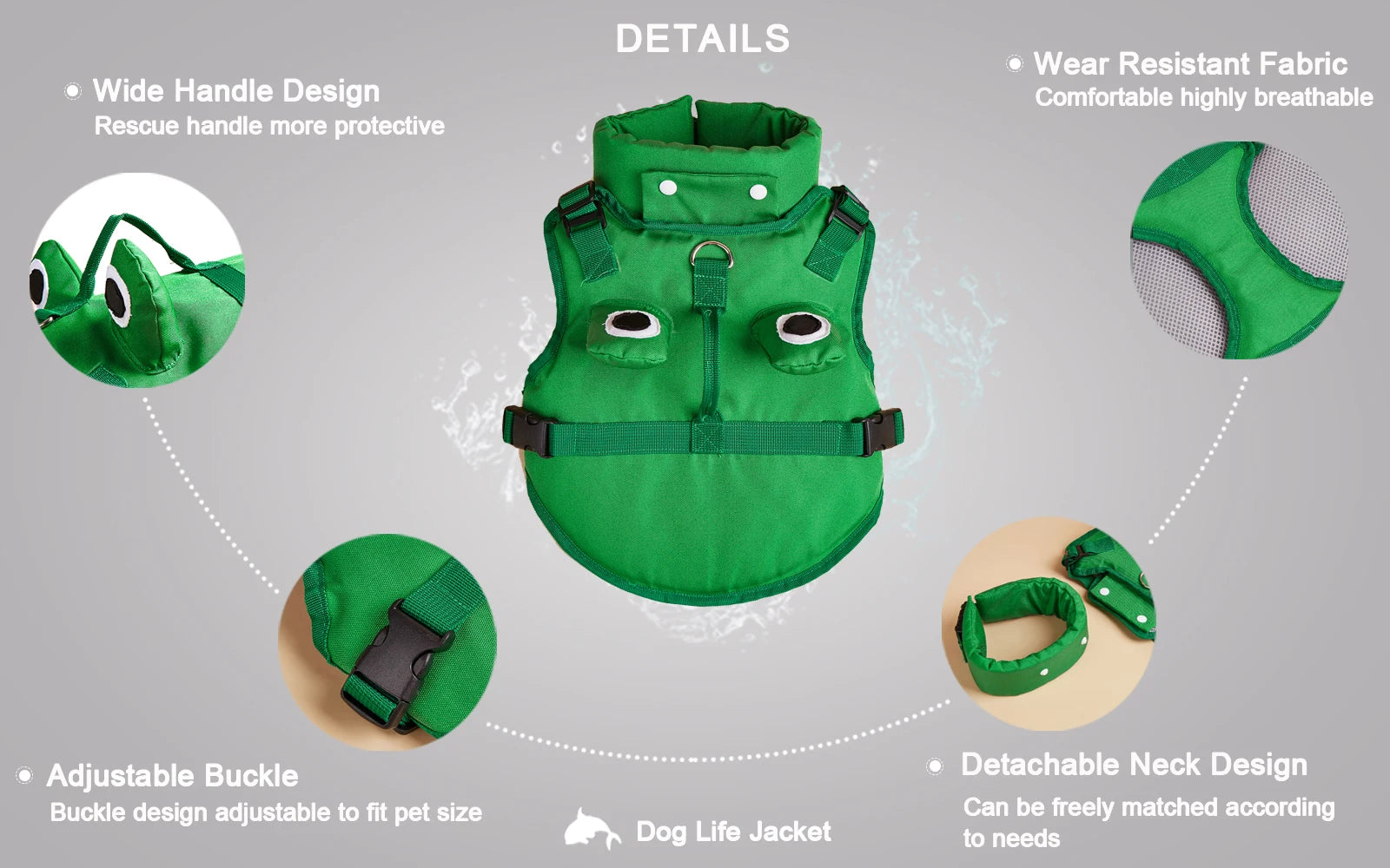 Dog Life Jacket – Adjustable Buoyancy Vest for Swimming, Boating & Surfing