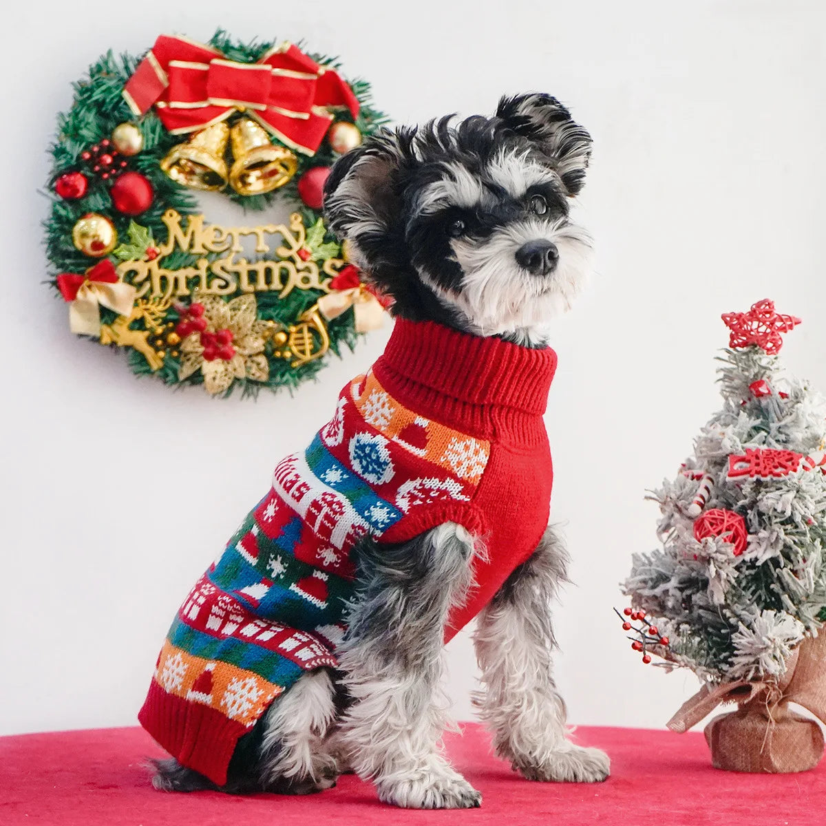 Thick Winter Dog Sweater – Warm Turtleneck Christmas Pullover for Small & Medium Dogs