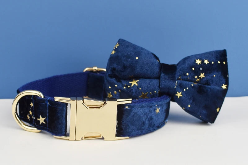 Dark Blue Personalized Dog Collar, Leash & Harness Set