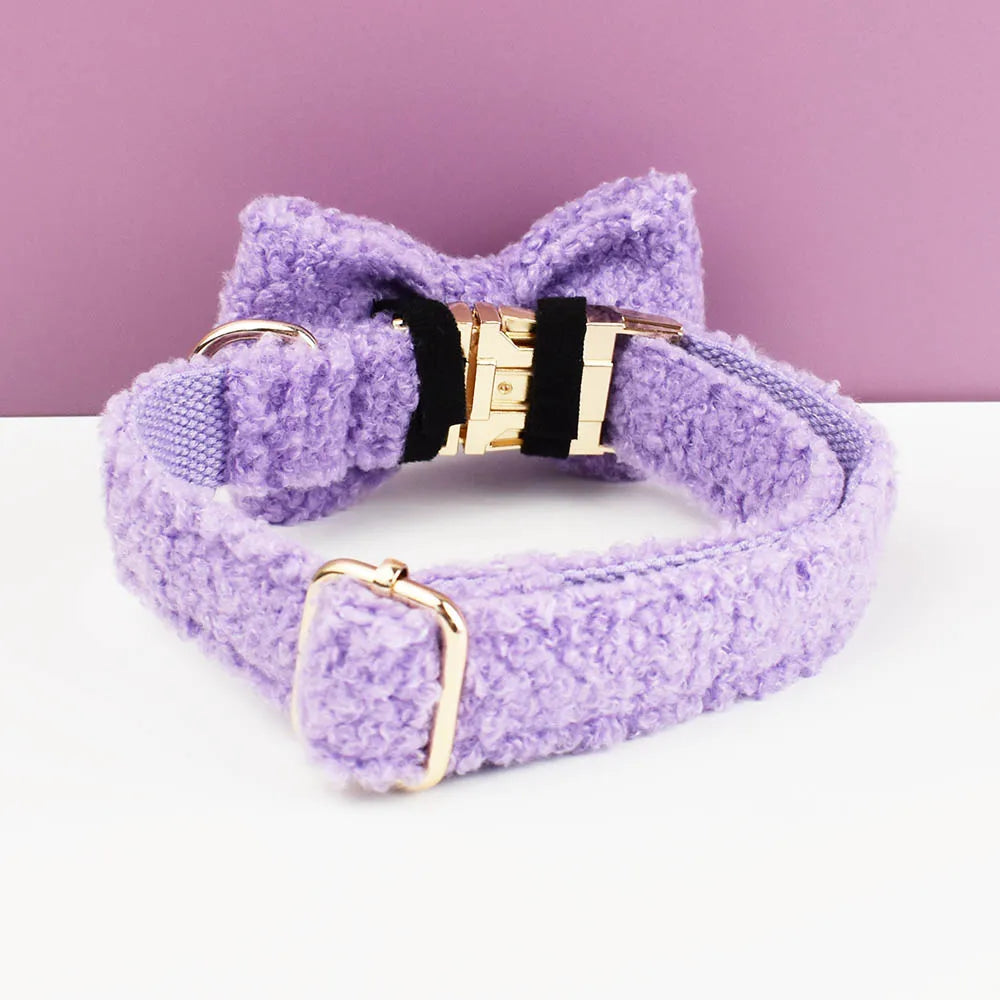 Teddy Velvet Personalized Dog Collar, Leash & Harness Set