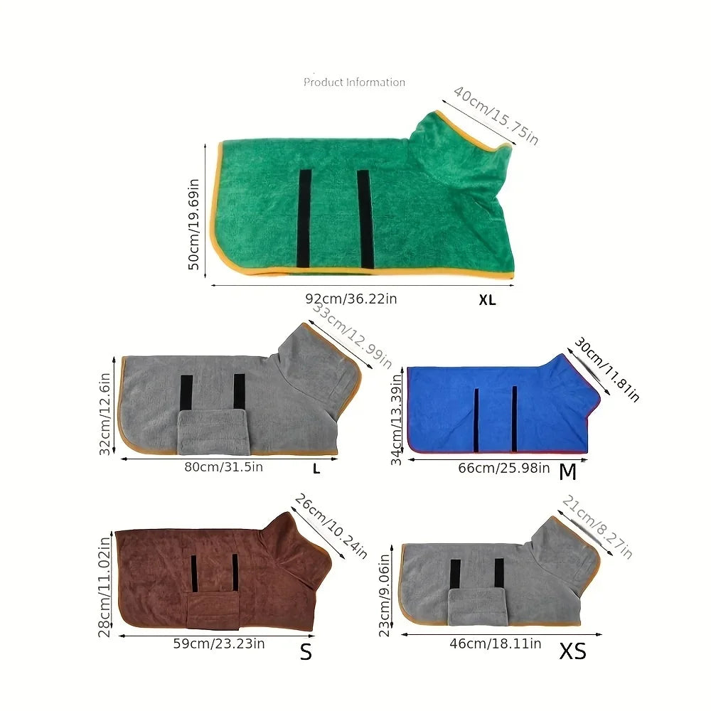 Dog Bathrobe – Quick-Dry Absorbent Microfiber Towel Wrap for Dogs & Cats