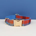 Grid Cotton Customized Designer Personalized Dog Collar, Leash & Harness Set