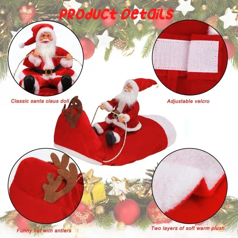 Santa Claus Riding Dog Costume – Funny Christmas Outfit for Small, Medium & Large Dogs