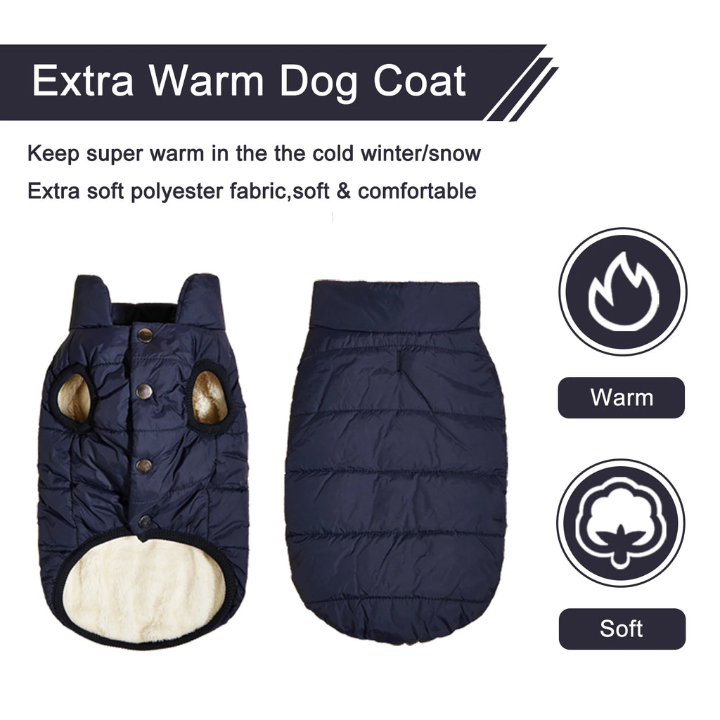 Winter Fleece Dog Jacket – Warm, Cold-Proof Coat for Small, Medium & Large Dogs