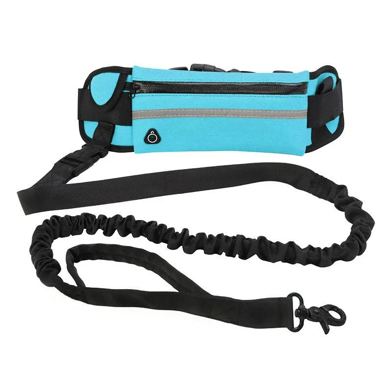 Hands-Free Dog Leash with Waist Bag – Reflective Elastic Running & Walking Leash