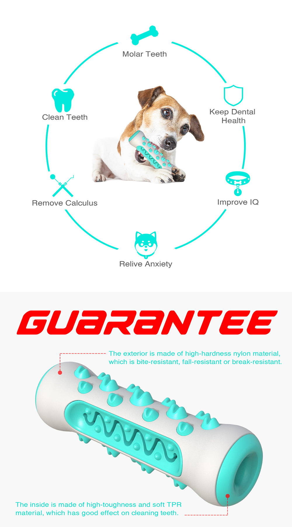 Dog Molar Toothbrush Chew Toy – Durable Rubber Stick for Teeth Cleaning & Training