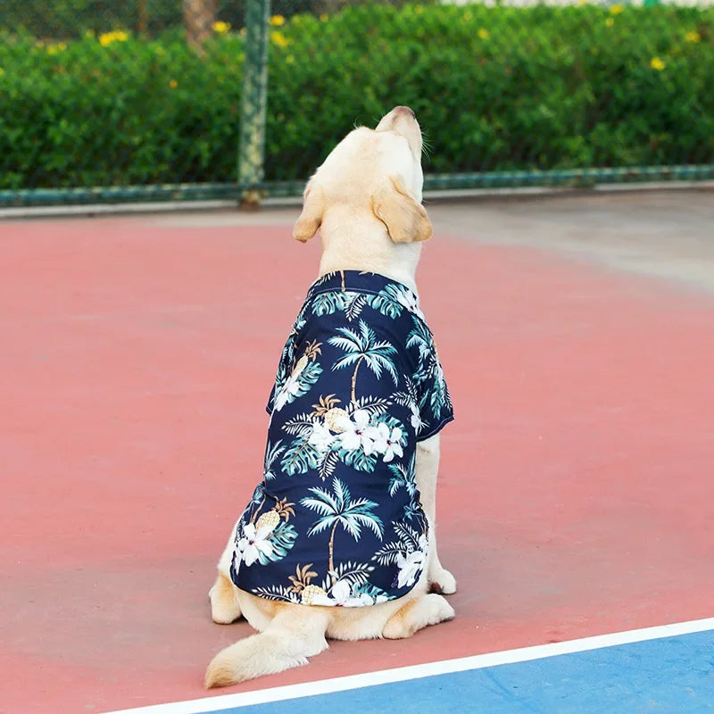 Hawaiian Beach Dog T-Shirt – Lightweight Summer Outfit for Small Dogs & Cats