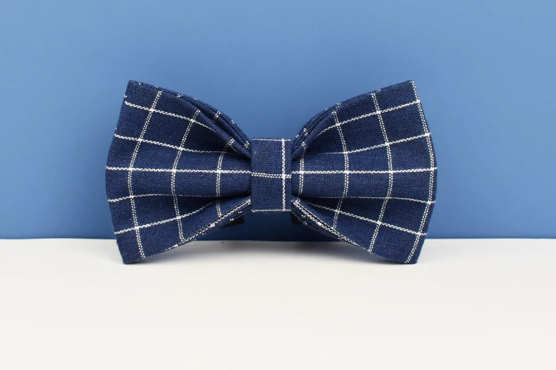 Grid Dark Blue Personalized Dog Collar, Leash & Harness Set