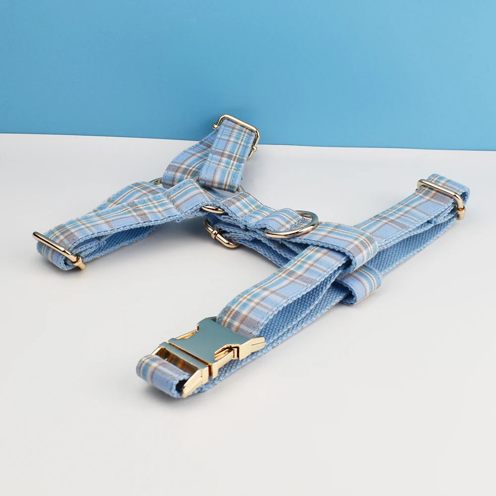 Plaid Personalized Dog Collar, Leash & Harness Set