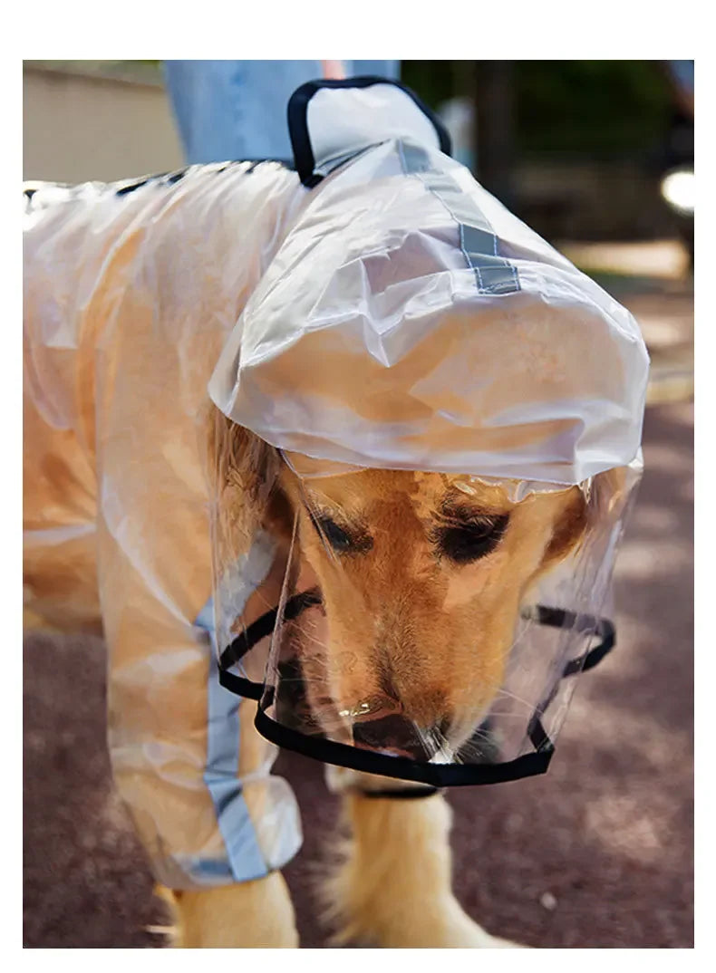 Transparent Hooded Dog Raincoat – Full-Body Waterproof PU Jacket for All Breeds
