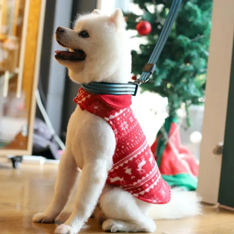 Reversible Christmas Dog Jacket – Double-Layer Fleece Winter Coat for Small, Medium & Large Dogs