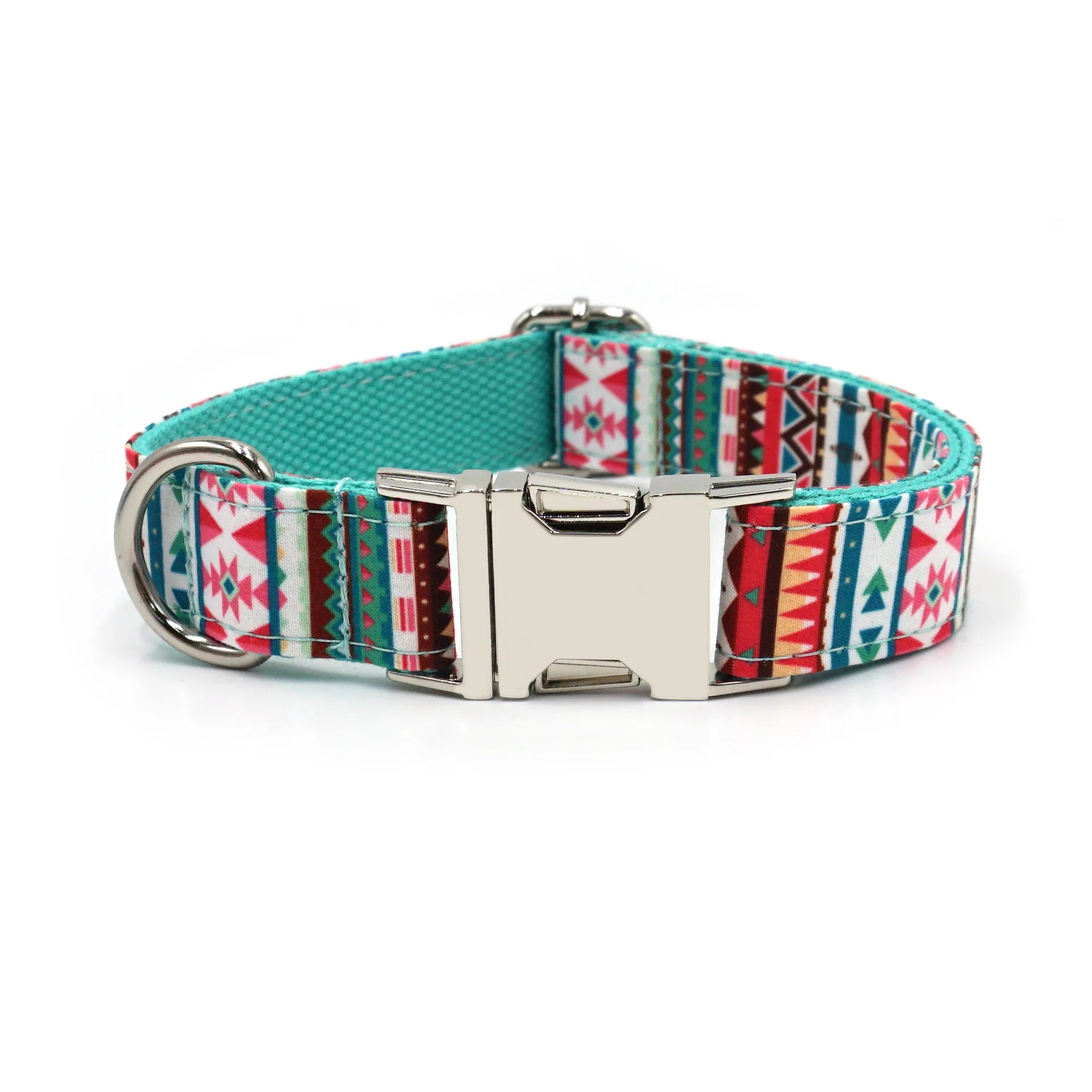 Multi Personalized Print Floral Cotton Adjustable Dog Collars -  Engravable