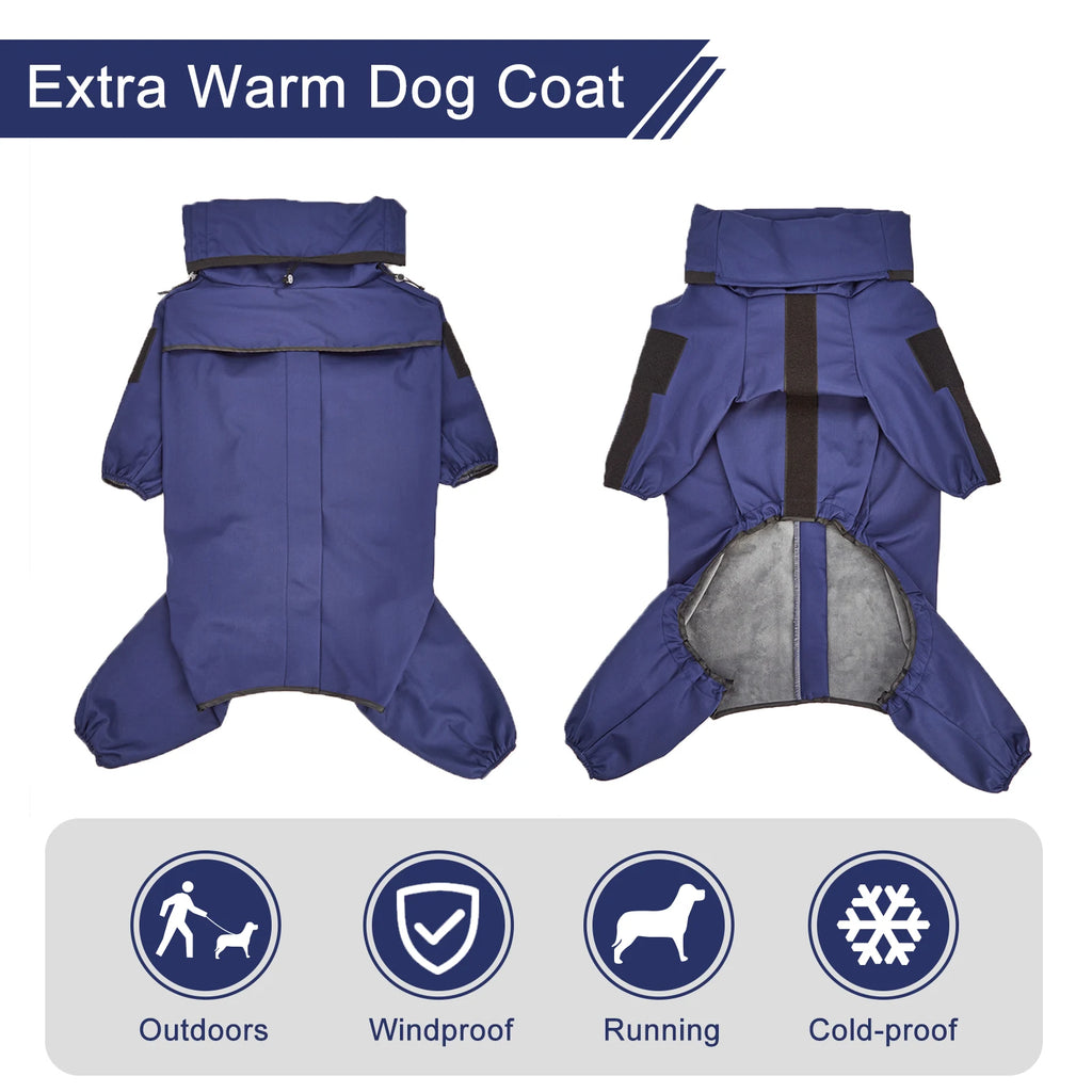 Waterproof Winter Dog Jacket – Fleece-Lined, Windproof Coat for Medium & Large Dogs