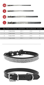 Rhinestone Dog Collar – Sparkling Crystal PU Collar for Cats & Dogs