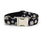 Multi Personalized Print Floral Cotton Adjustable Dog Collars -  Engravable