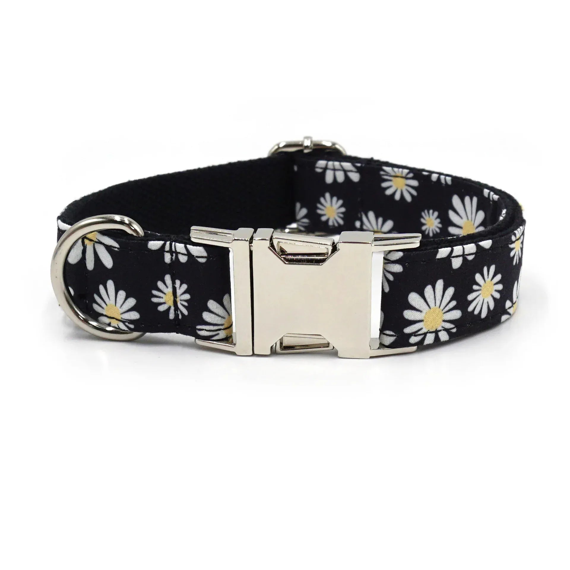 Multi Personalized Print Floral Cotton Adjustable Dog Collars -  Engravable