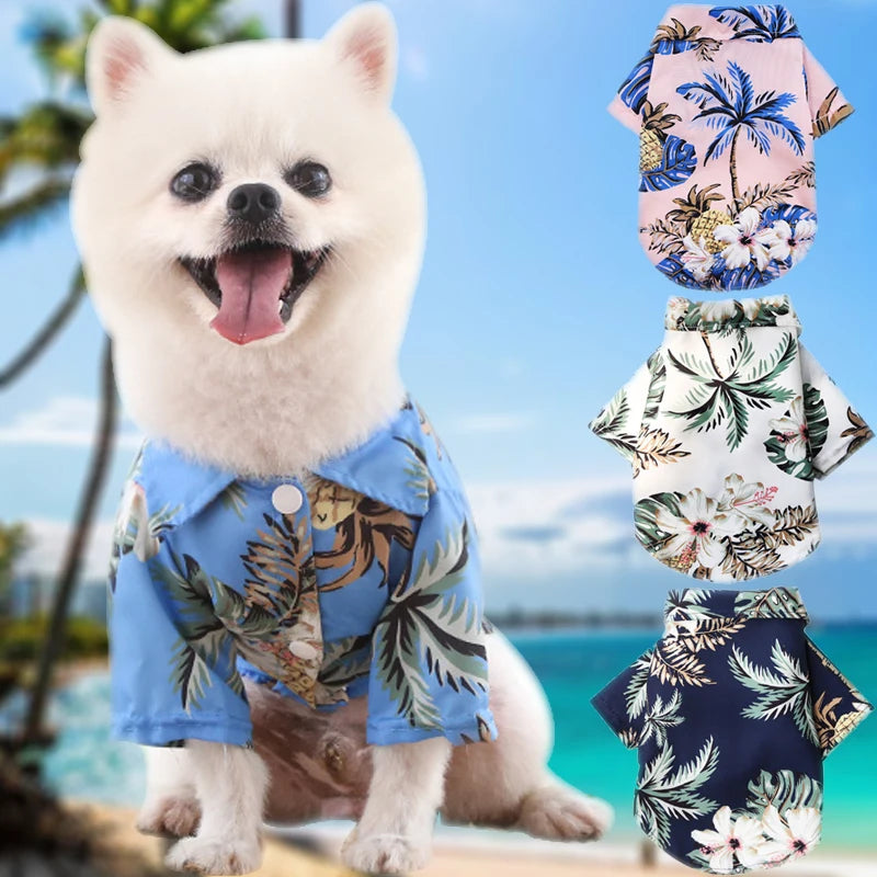 Hawaiian Beach Dog Shirt – Lightweight Summer Pet T-Shirt for Small & Medium Dogs
