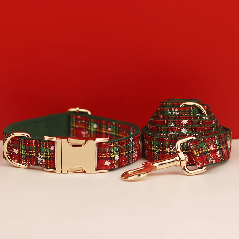 Christmas Personalized Dog Collar, Leash & Harness Set