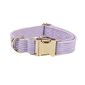 Purple Corduroy Dog Collar Leash and Harness Set