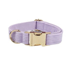 Purple Corduroy Dog Collar Leash and Harness Set