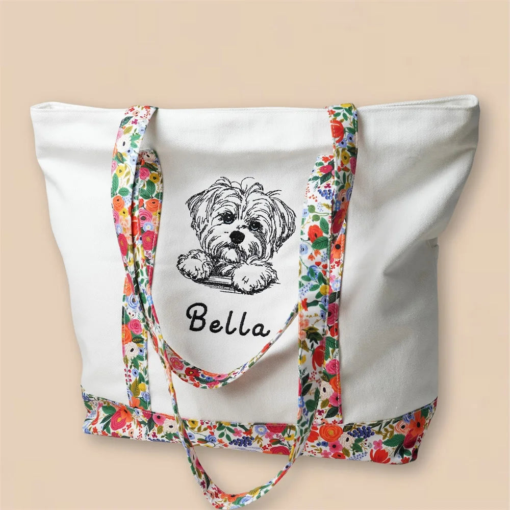 Embroidered Canvas Tote Bag