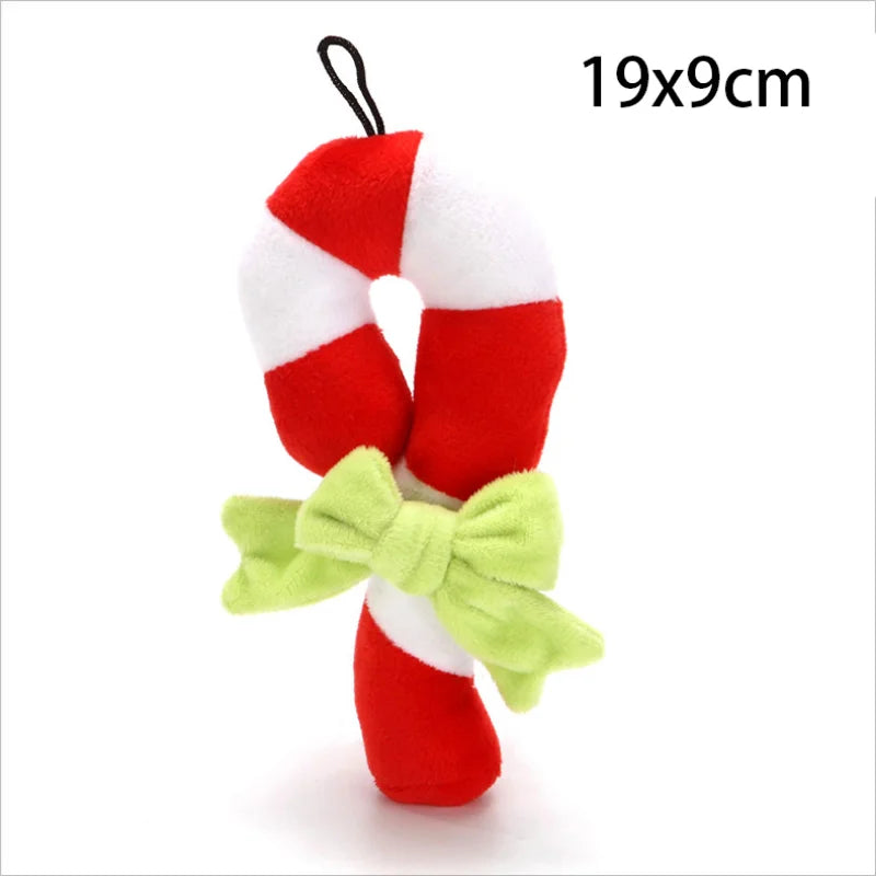 Christmas Plush Squeaky Dog Toy – Festive Santa, Elk, Gingerbread & Donut Designs
