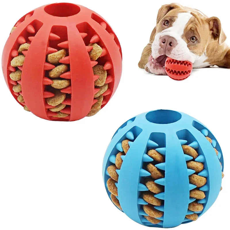 Rubber Dog Ball Toy – Interactive Chew & Food Dispensing Ball for Small Dogs
