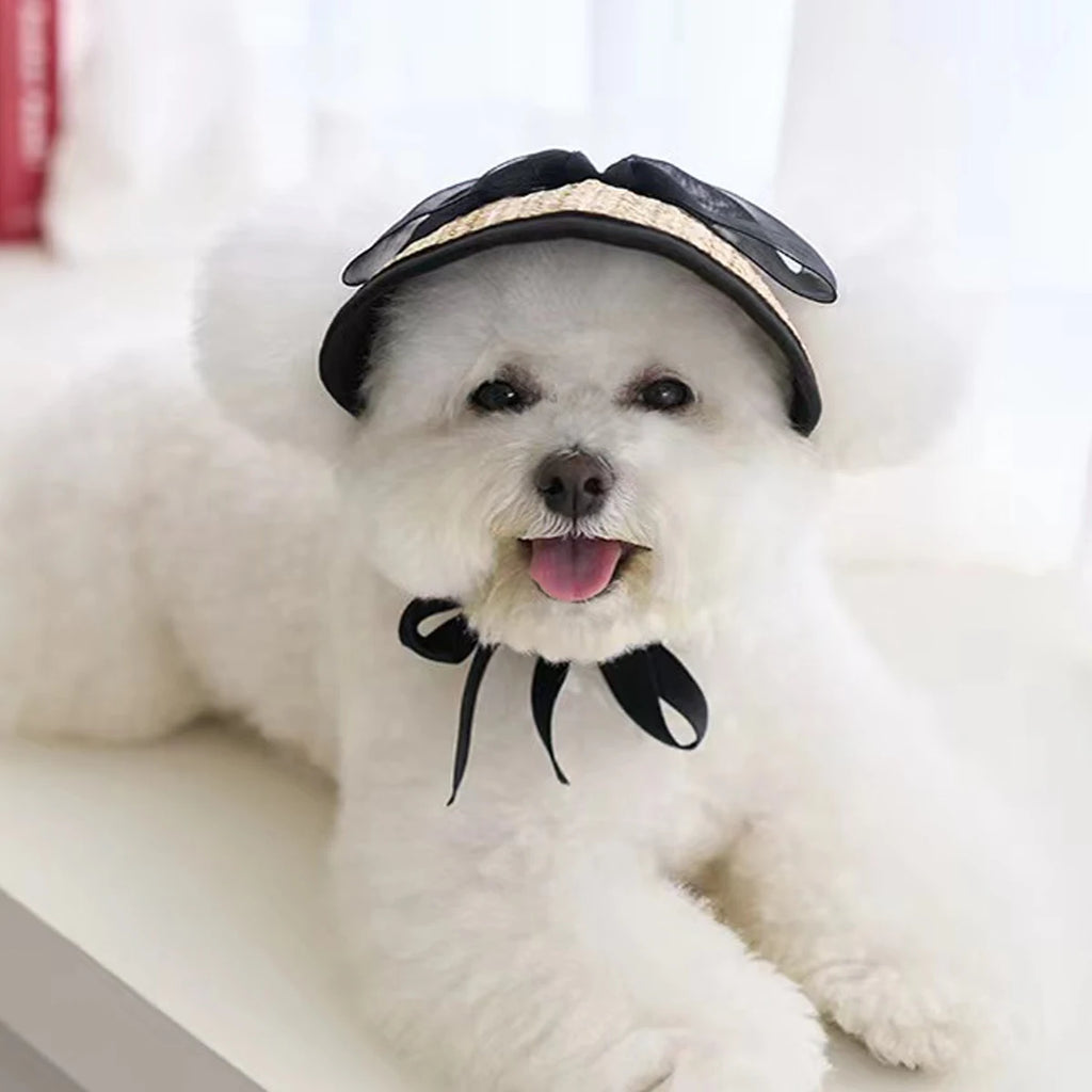 Summer Pet Sun Hat – Adjustable Lace Bow Cap for Dogs & Cats
