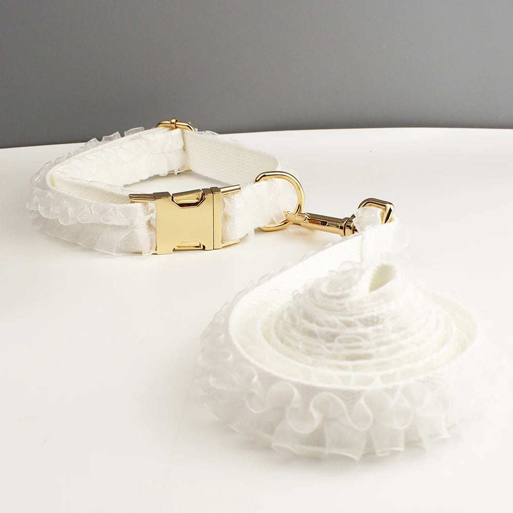 Wedding Personalized Dog Collar, Leash & Harness Set