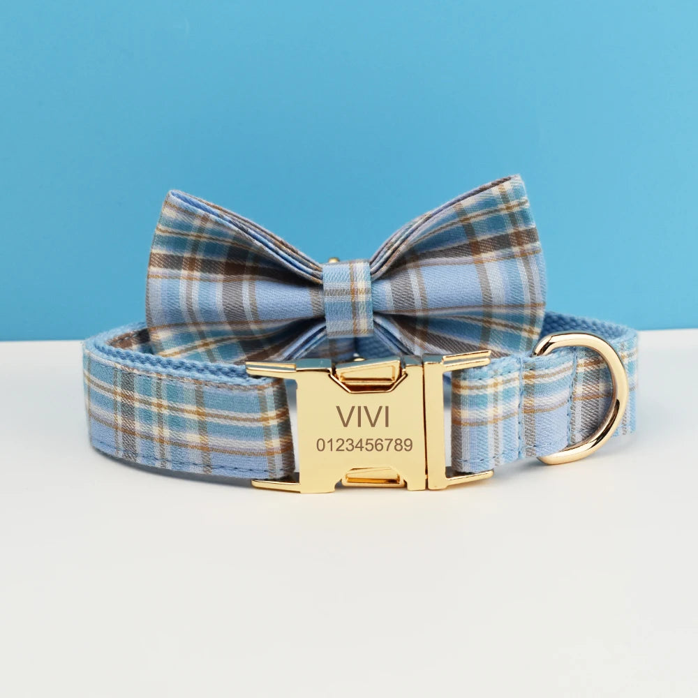 Plaid Personalized Dog Collar, Leash & Harness Set