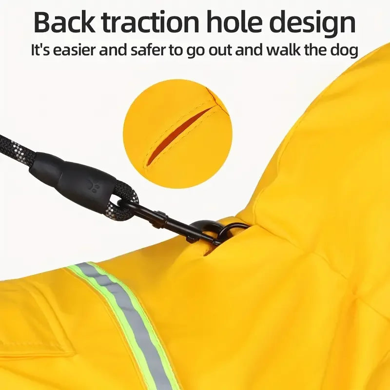 Fashionable Hooded Dog Raincoat – Reflective Cape-Style Waterproof Coat