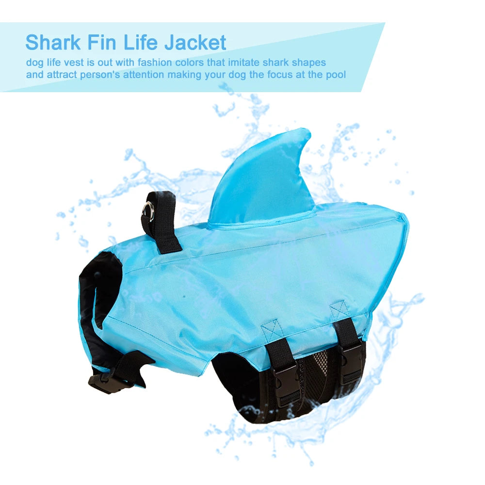 Shark Dog Life Jacket – Adjustable Buoyancy Safety Vest with Handle for Small to Large Dogs