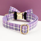 Multi Plaid Personalized Dog Bowtie Collar, Leash Set And Harness Set - Engravable Best Gift For Dog Lover