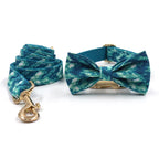 DDPaws Collar + Leash + Bowtie / XS Blue tie-dye Printed Set