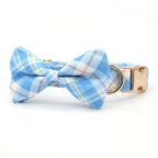 DDPaws  Bowtie Collar / XS Designed Blue Rose Plaid Set [Made-to-Order]