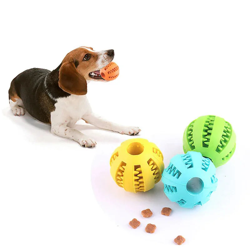 Rubber Dog Ball Toy – Interactive Chew & Food Dispensing Ball for Small Dogs